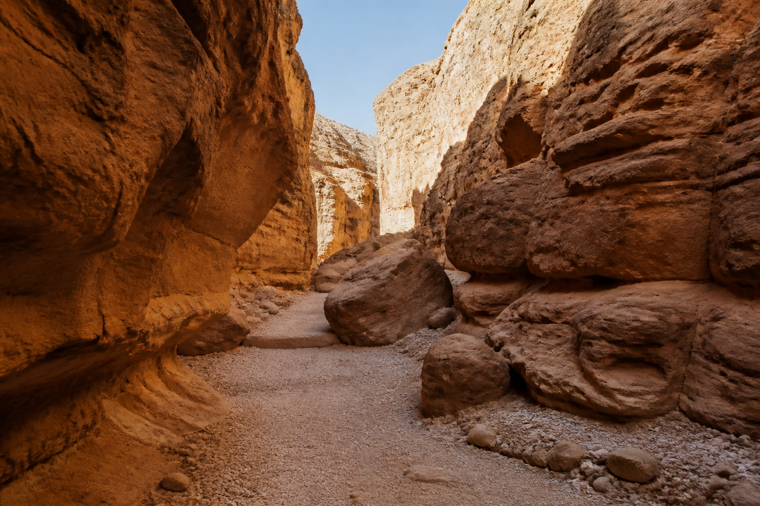 Desert canyon hiking trail in the Negev